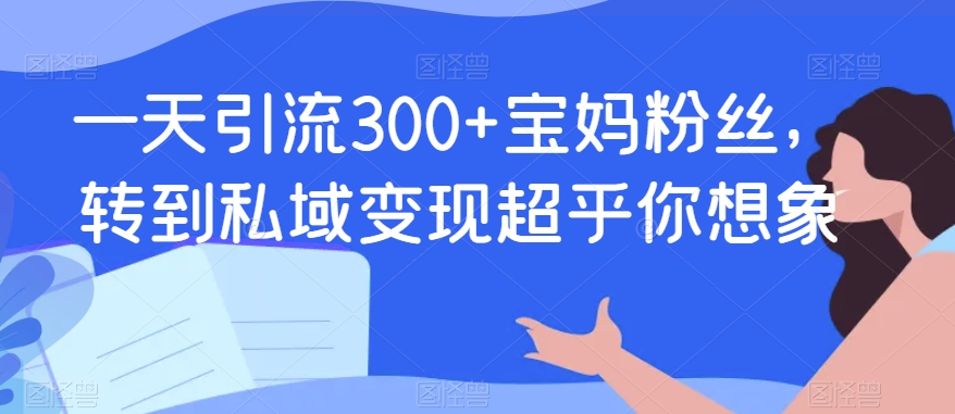 一天引流300+宝妈粉丝，转到私域变现超乎你想象-观智斋电商课程站
