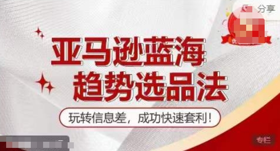 【训练营】亚马逊蓝海趋势选品法，玩转信息差，成功快速套利-观智斋电商课程站