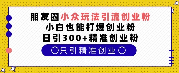 朋友圈小众玩法引流创业粉，小白也能打爆创业粉，日引300+精准创业粉【揭秘】-观智斋电商课程站
