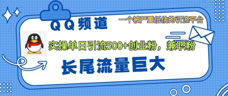 QQ频道靠长尾流量每日引流创业粉500+，实操月变现5K+-观智斋电商课程站