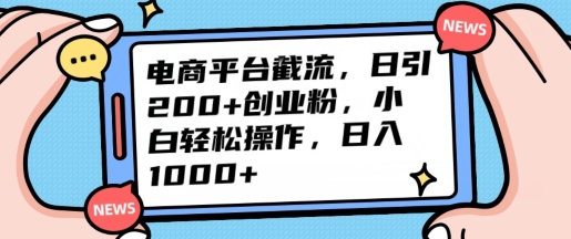 电商平台截流日引200+创业粉，小白轻松操作，日入1000+-观智斋电商课程站