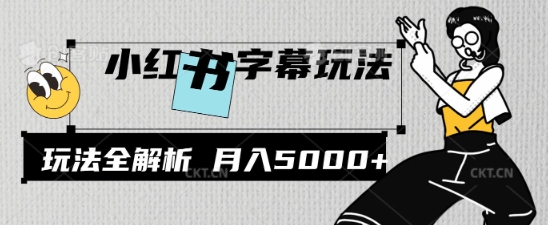 小红书字幕玩法，玩法全解析，月入2000+-观智斋电商课程站