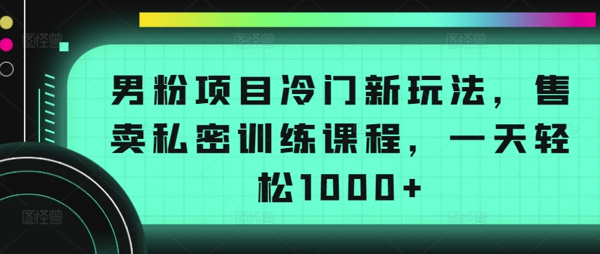 男粉项目冷门新玩法，售卖私密训练课程，一天轻松1000+【揭秘】-观智斋电商课程站