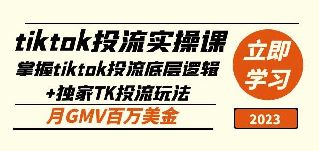 tiktok投流实操课：掌握tiktok投流底层逻辑+独家TK投流玩法月GMV百万美金-观智斋电商课程站