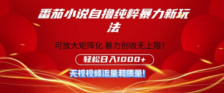 番茄小说自撸暴利新玩法，无门槛，不要流量不要质量，轻松日入1k-观智斋电商课程站
