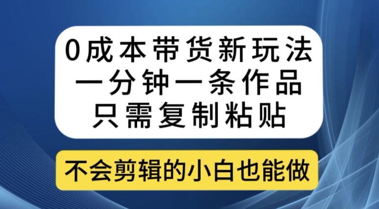 0成本带货新玩法，一分钟一条作品，只需复制粘贴就可以做-观智斋电商课程站