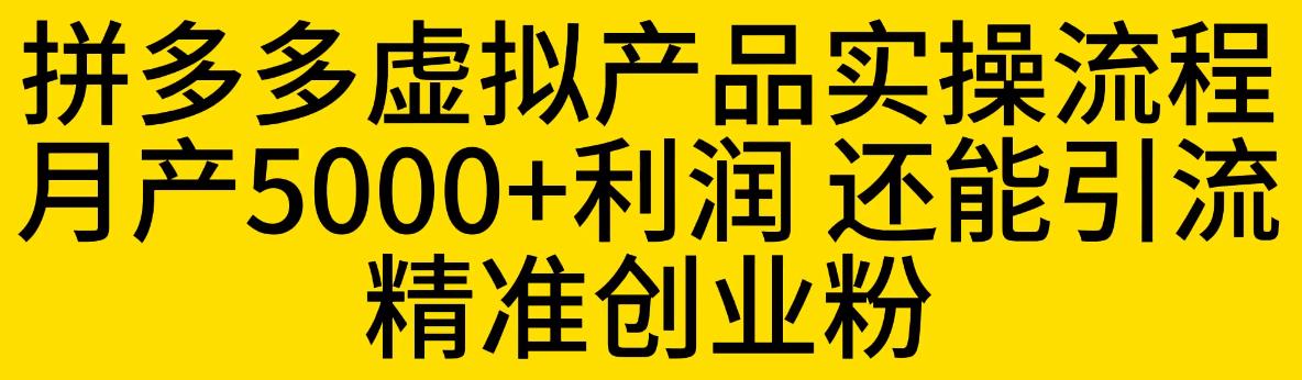 拼多多虚拟产品实操流程，月产5000+利润，还能引流精准创业粉【揭秘】-观智斋电商课程站