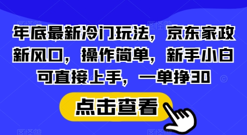 年底最新冷门玩法，京东家政新风口，操作简单，新手小白可直接上手，一单挣30【揭秘】-观智斋电商课程站