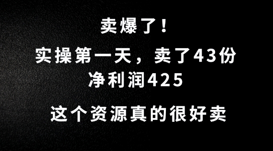 这个资源，需求很大，实操第一天卖了43份，净利润425【揭秘】-观智斋电商课程站
