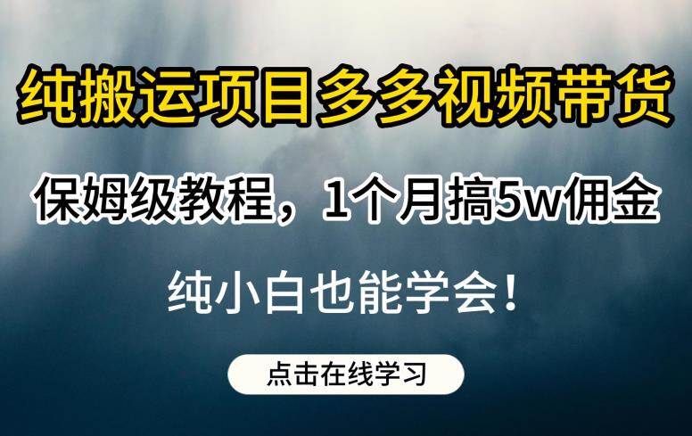 纯搬运项目多多视频带货保姆级教程，1个月搞5w佣金，纯小白也能学会【揭秘】-观智斋电商课程站