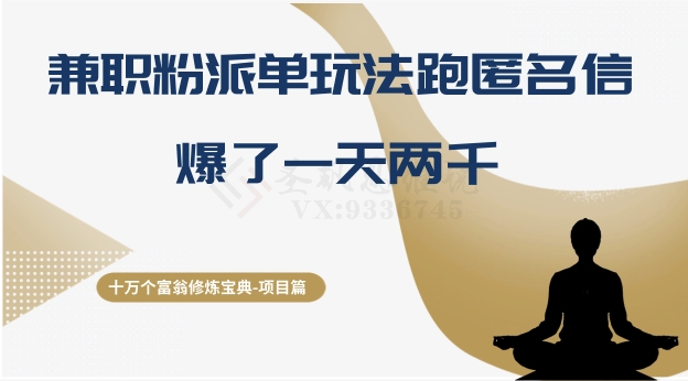 十万个富翁修炼宝典之6.兼职粉派单玩法跑匿名信，爆了一天两千-观智斋电商课程站