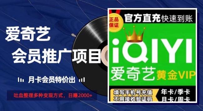薅爱奇艺羊毛，月卡会员特价推，吐血整理多种变现方式，日赚2000+-观智斋电商课程站