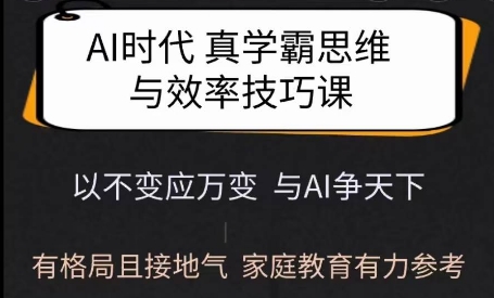 Ai时代真学霸思维与学习方法课，有格局且接地气，家庭教育有力参考-观智斋电商课程站