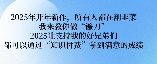2025年开年新作，所有人都在割韭菜，我来教你做“镰刀” 2025让支持我的好兄弟们都可以通过“知识付费”拿到满意的成绩【揭秘】-观智斋电商课程站
