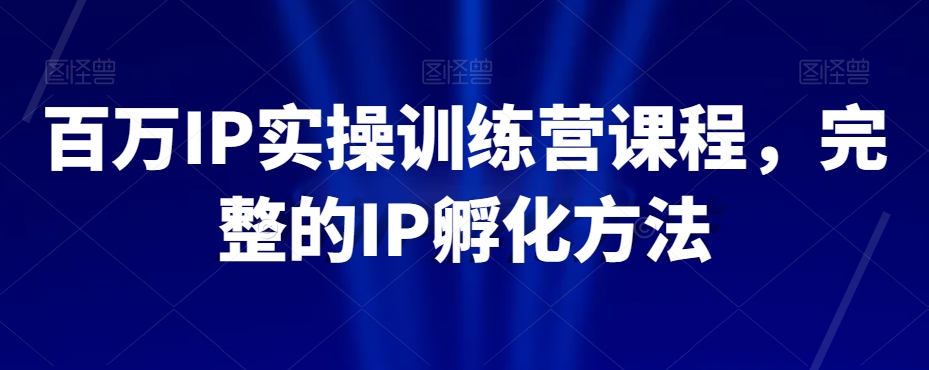 百万IP实操训练营课程，完整的IP孵化方法-观智斋电商课程站