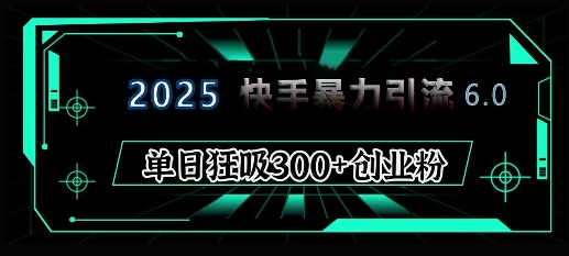 2025年快手6.0保姆级教程震撼来袭，单日狂吸300+精准创业粉-观智斋电商课程站