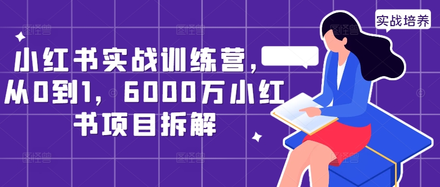小红书实战训练营，从0到1，6000万小红书项目拆解-观智斋电商课程站