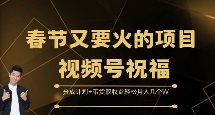 春节又要火的项目视频号祝福，分成计划+带货双收益，轻松月入几个W【揭秘】-观智斋电商课程站
