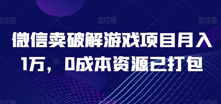 微信卖破解游戏项目月入1万，0成本资源已打包【揭秘】-观智斋电商课程站