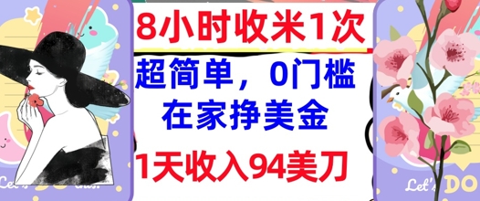 在家轻松挣美金，超简单，1天收入94刀，0门槛，8小时收米1次-观智斋电商课程站