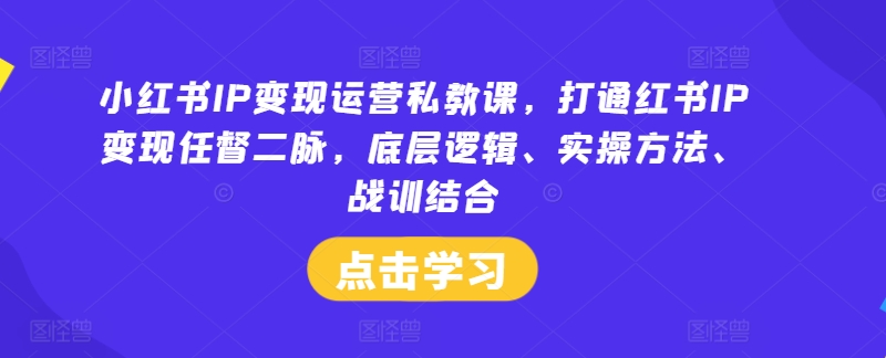 小红书IP变现运营私教课，打通红书IP变现任督二脉，底层逻辑、实操方法、战训结合-观智斋电商课程站