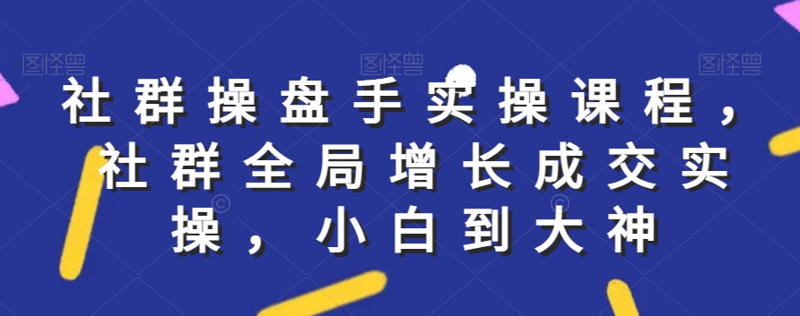社群实操课程，社群全局增长成交实操，小白到大神-观智斋电商课程站