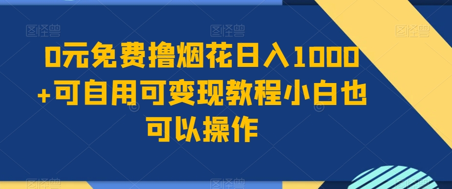 0元免费撸烟花日入1000+可自用可变现教程小白也可以操作，永久免费更新链接-观智斋电商课程站