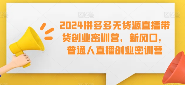2024拼多多无货源直播带货创业密训营，新风口，普通人直播创业密训营-观智斋电商课程站