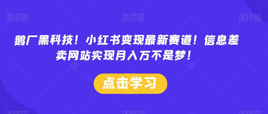 鹅厂黑科技！小红书变现最新赛道！信息差卖网站实现月入万不是梦！-观智斋电商课程站