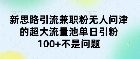 新思路引流兼职粉无人问津的超大流量池单日引粉100+不是问题-观智斋电商课程站