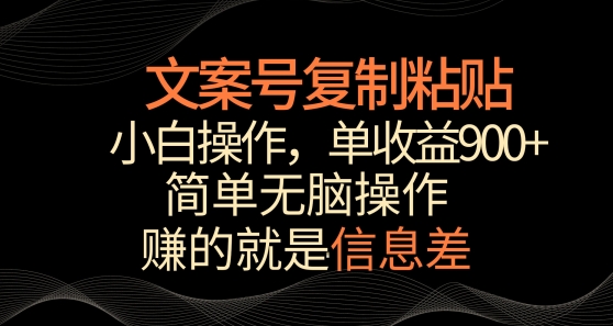 文案号掘金，简单复制粘贴，小白操作，单作品收益900+【揭秘】-观智斋电商课程站