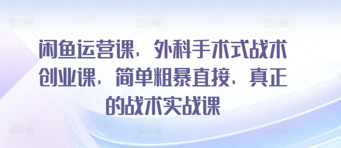 闲鱼运营课，外科手术式战术创业课，简单粗暴直接，真正的战术实战课-观智斋电商课程站