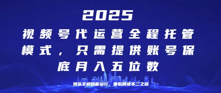 25年视频号全程代运营模式，只需提供账号，团队全程赋能，稳定月入过W【揭秘】-观智斋电商课程站