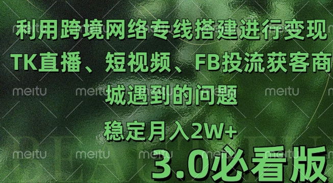 利用跨境电商网络及搭建TK直播、短视频、FB投流获客以及商城遇到的问题进行变现3.0必看版【揭秘】-观智斋电商课程站