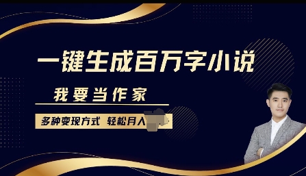 我要当作家，一键生成百万字小说，多种变现方式，轻松月入过W+-观智斋电商课程站
