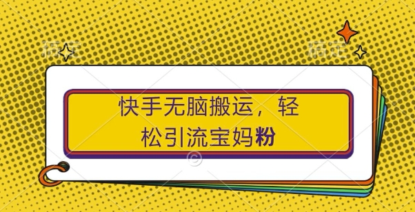 快手无脑搬运，轻松引流宝妈粉，纯小白轻松上手【揭秘】-观智斋电商课程站