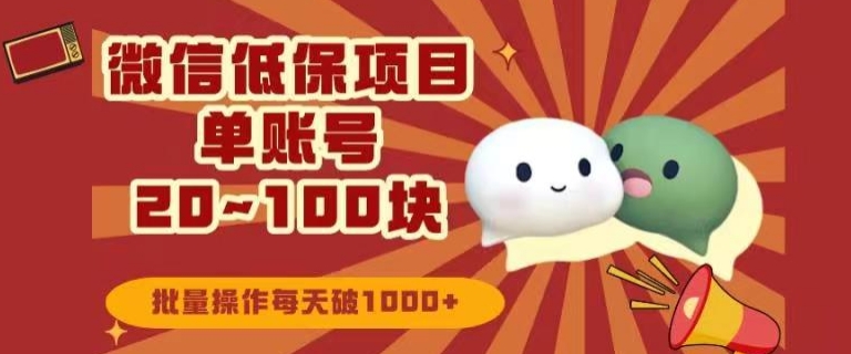 微信领低保单账号20元-100元，批量操作每天破1000+-观智斋电商课程站