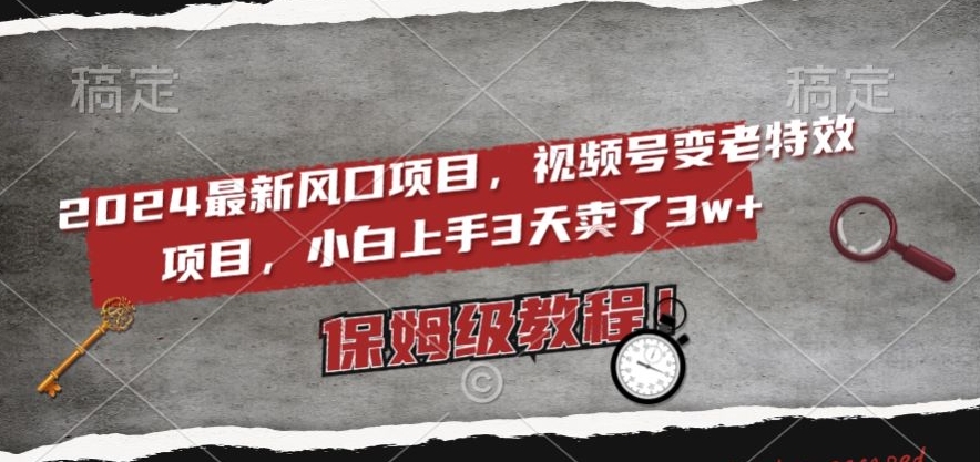 2024最新风口项目，视频号变老特效项目，电脑小白上手3天卖了3w+，保姆级教程【揭秘】-观智斋电商课程站