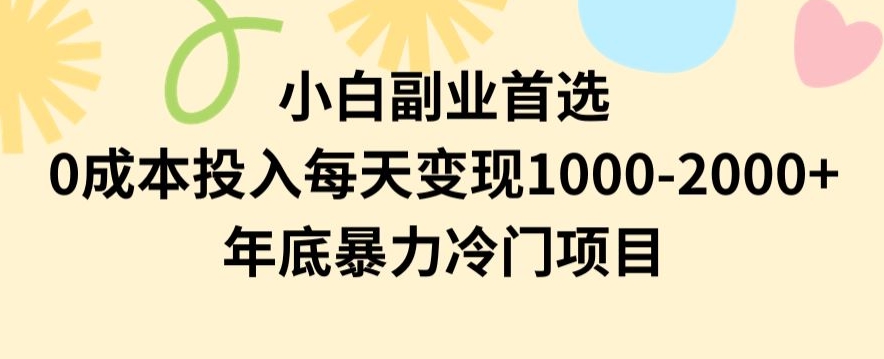 小白副业首选，0成本投入，每天变现1000-2000年底暴力冷门项目【揭秘】-观智斋电商课程站