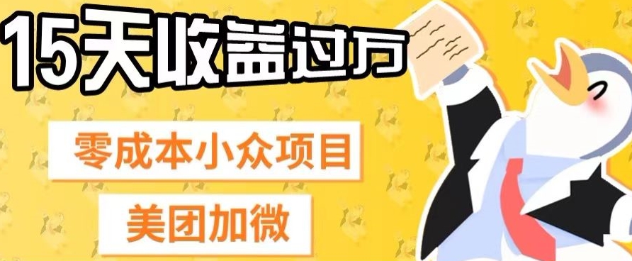 零成本小众项目，美团加微，一单4.5+，15天已经有人赚上万收益-观智斋电商课程站