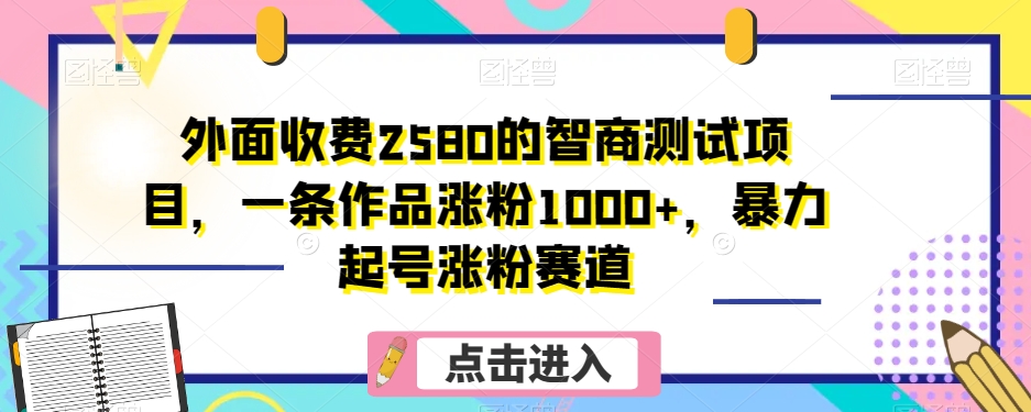 外面收费2580的智商测试项目，一条作品涨粉1000+，暴力起号涨粉赛道【揭秘】-观智斋电商课程站