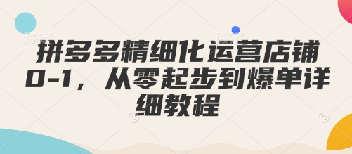 拼多多精细化运营店铺0-1，从零起步到爆单详细教程-观智斋电商课程站