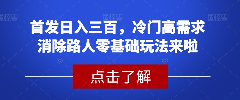 首发日入三百，冷门高需求消除路人零基础玩法来啦【揭秘】-观智斋电商课程站