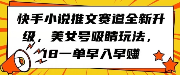 快手小说推文赛道全新升级，美女号吸睛玩法，18一单早入早赚-观智斋电商课程站