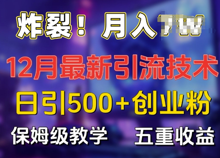 炸裂!揭秘12月最新日引流500+精准创业粉，多重收益保姆级教学-观智斋电商课程站