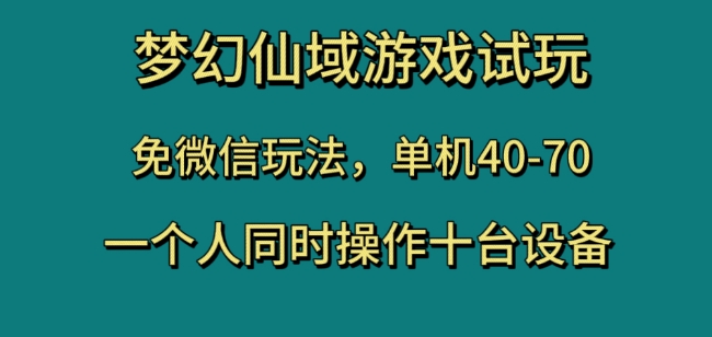 梦幻仙域游戏试玩，免微信玩法，单机40-70，一个人同时操作十台设备【揭秘】-观智斋电商课程站