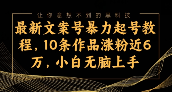 最新文案号暴力起号教程，10条作品涨粉近6万，小白无脑上手-观智斋电商课程站