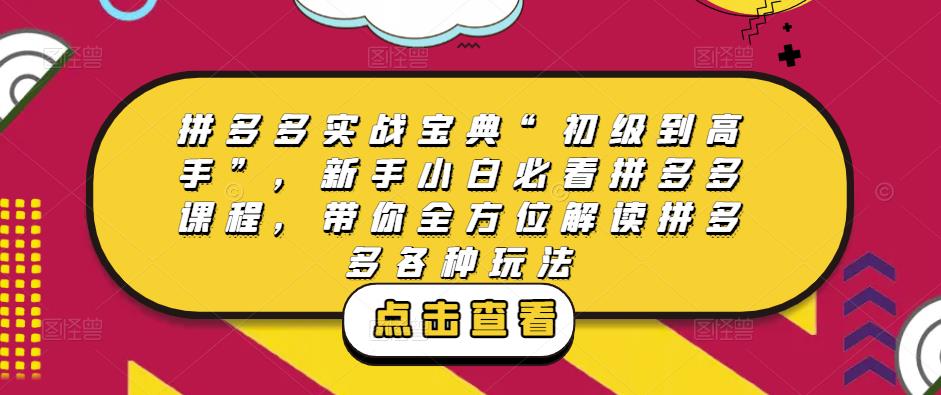拼多多实战宝典“初级到高手”，新手小白必看拼多多课程，带你全方位解读拼多多各种玩法-观智斋电商课程站