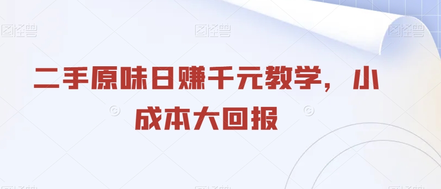 二手原味日赚千元教学，小成本大回报-观智斋电商课程站