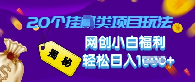 揭秘20种挂JI类项目玩法 网创小白福利轻松日入多张-观智斋电商课程站